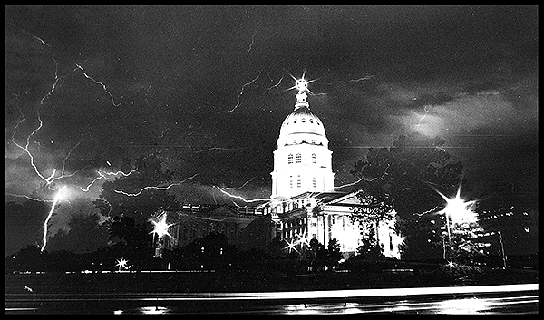 Capitol with lightning